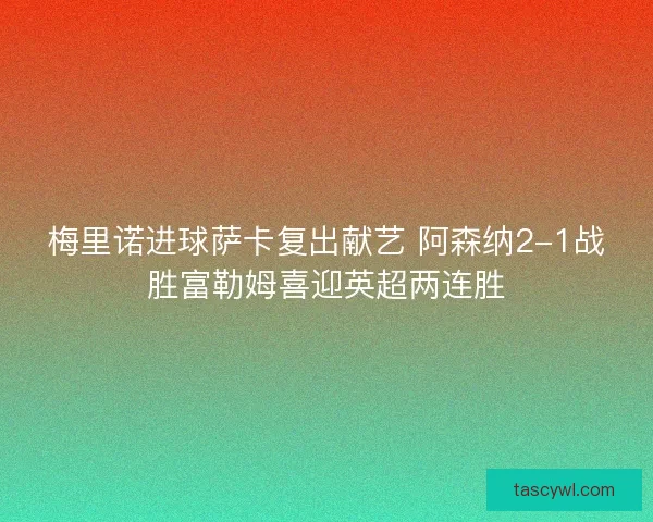 梅里诺进球萨卡复出献艺 阿森纳2-1战胜富勒姆喜迎英超两连胜